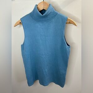 Ann Taylor Sleeveless Blue Mock Neck Top